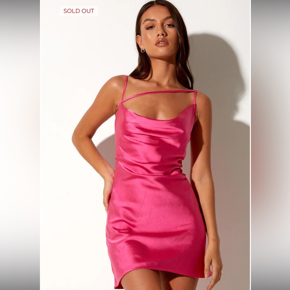 Motel Iza Mini Dress In Satin Pink Size XXS